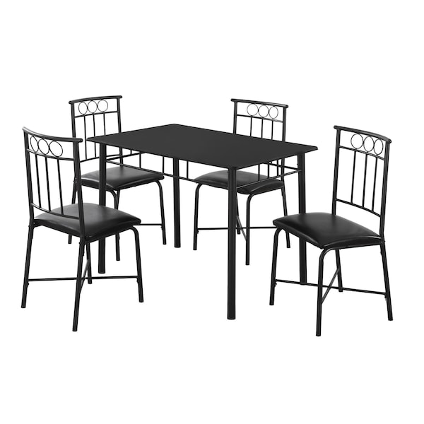 Monarch Specialties Dining Set - 5Pcs Set / Black Metal And Top I 1018 - main